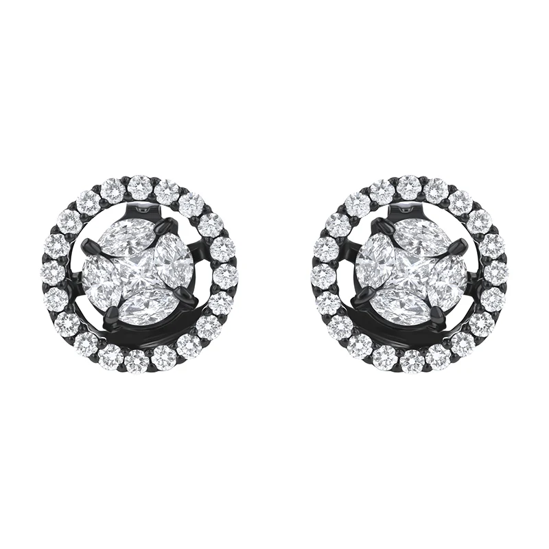 Rumba Dancing Diamond Stud Earrings - 18K Gold | VS Clarity - Image 3
