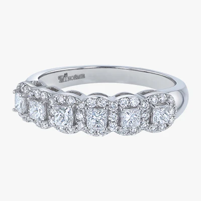 Princess Diamond Halo Half Band Ring - Sterling Silver | VS Clarity Lab Diamonds - Image 4