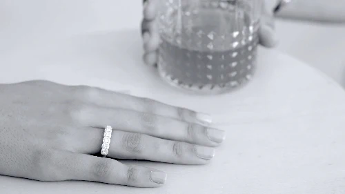 Princess Diamond Halo Half Band Ring - 14K Gold | VS Clarity Lab Grown Diamonds - Image 11
