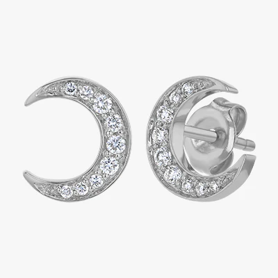 Crescent Moon Studs - 18K Gold | VS Clarity - Image 4
