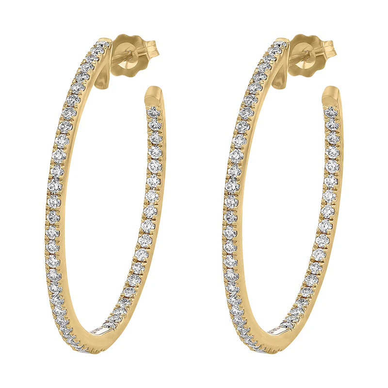 1 Carat Diamond Hoop Earrings - 18K Gold | VS Clarity - Image 3