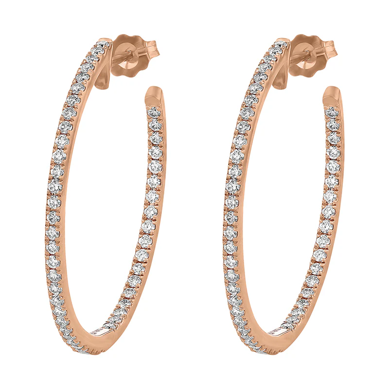1 Carat Diamond Hoop Earrings - 18K Gold | VS Clarity - Image 4