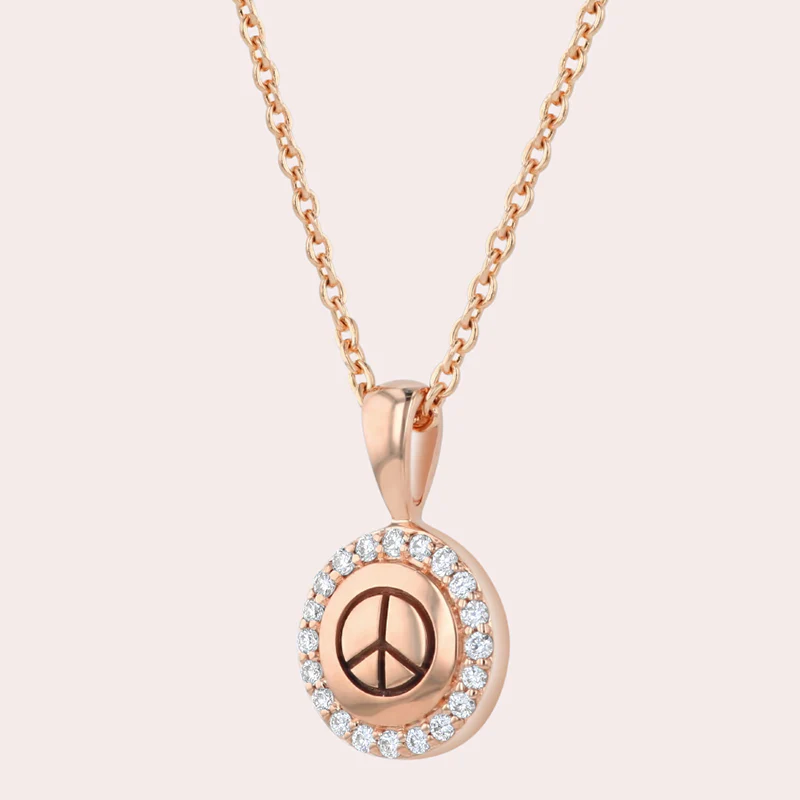 Diamond Peace Symbol Necklace - 18K Gold | VS Clarity - Image 3