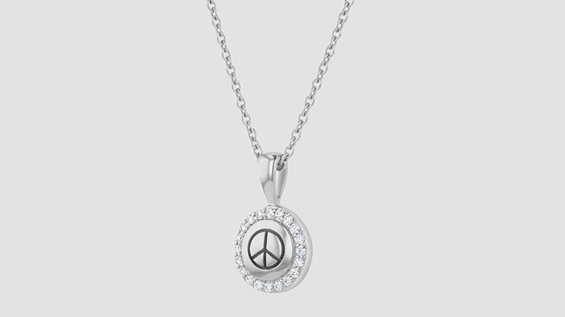 Diamond Peace Symbol Necklace - 18K Gold | VS Clarity - Image 4