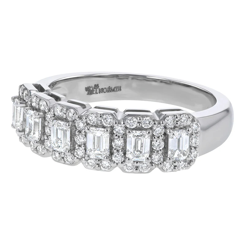 Emerald Diamond Halo Half Band Ring - 14K Gold | VS Clarity Lab Grown Diamonds - Image 6