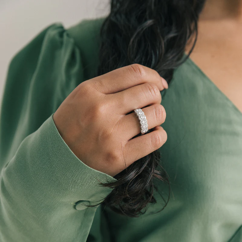 Oval Diamond Halo Half Band Ring - 14K Gold | VS Clarity Lab Grown Diamonds - Image 3