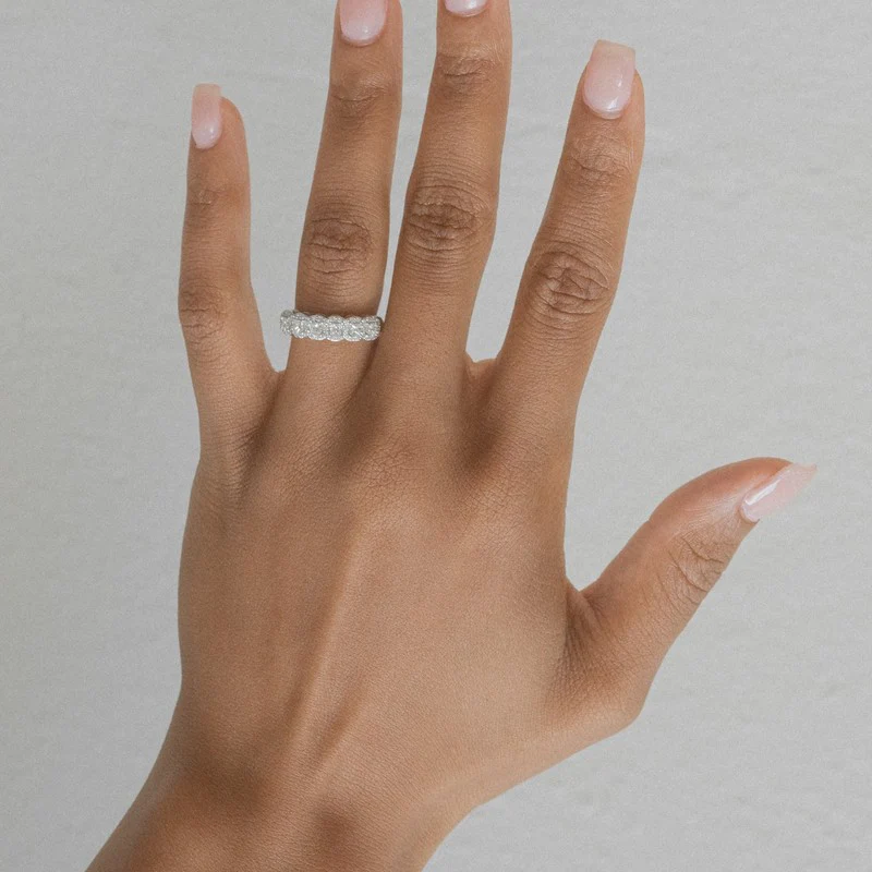 Princess Diamond Halo Half Band Ring - 14K Gold | VS Clarity Lab Grown Diamonds - Image 10