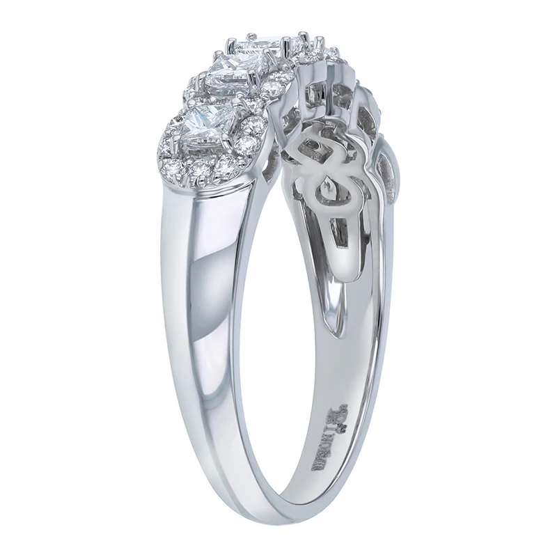 Princess Diamond Halo Half Band Ring - 14K Gold | VS Clarity Lab Grown Diamonds - Image 12