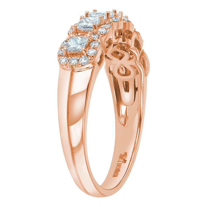 Princess Diamond Halo Half Band Ring - 14K Gold | VS Clarity Lab Grown Diamonds - Image 13