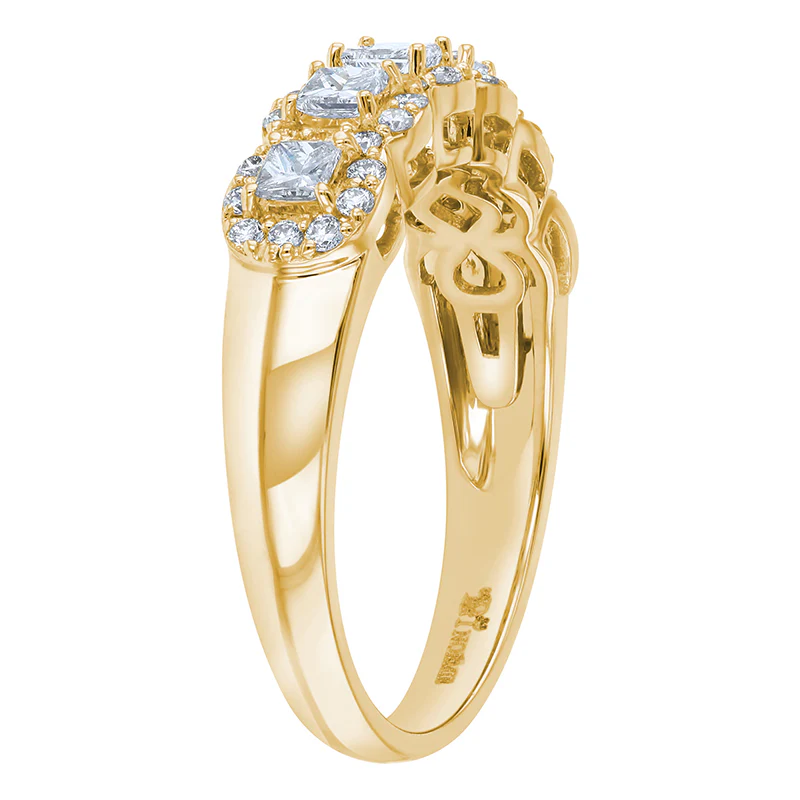 Princess Diamond Halo Half Band Ring - 14K Gold | VS Clarity Lab Grown Diamonds - Image 14