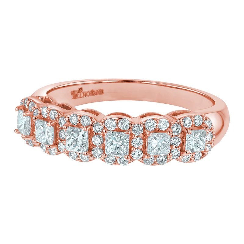 Princess Diamond Halo Half Band Ring - 14K Gold | VS Clarity Lab Grown Diamonds - Image 3
