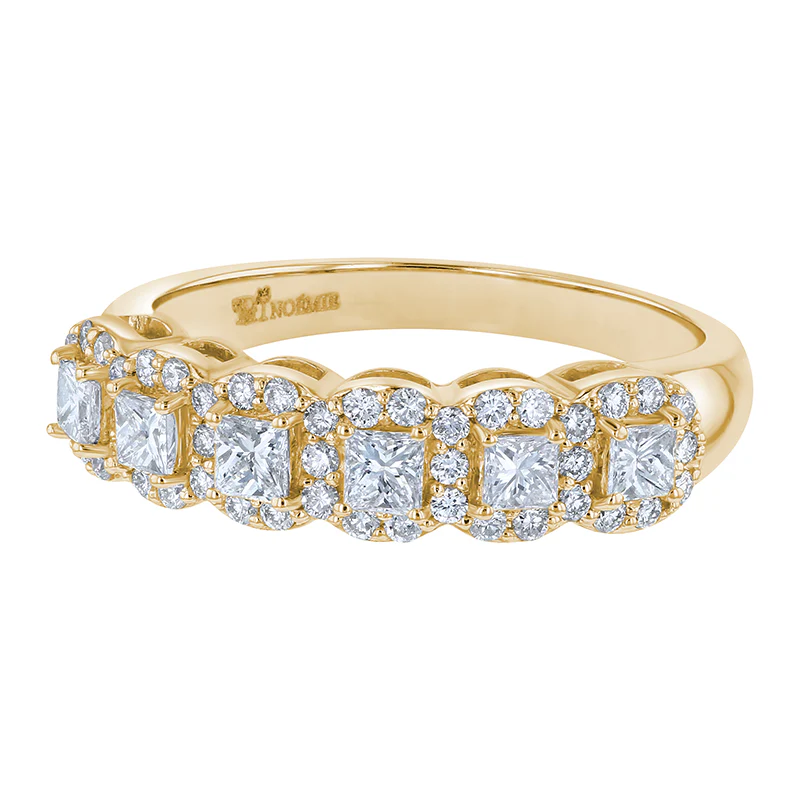 Princess Diamond Halo Half Band Ring - 14K Gold | VS Clarity Lab Grown Diamonds - Image 4