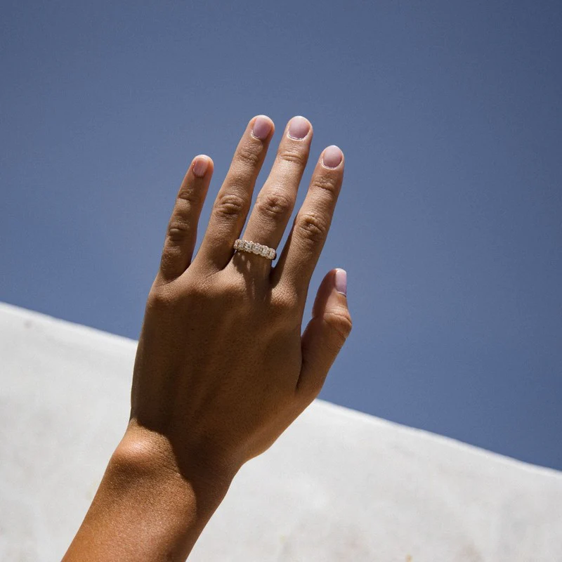 Princess Diamond Halo Half Band Ring - 14K Gold | VS Clarity Lab Grown Diamonds - Image 6