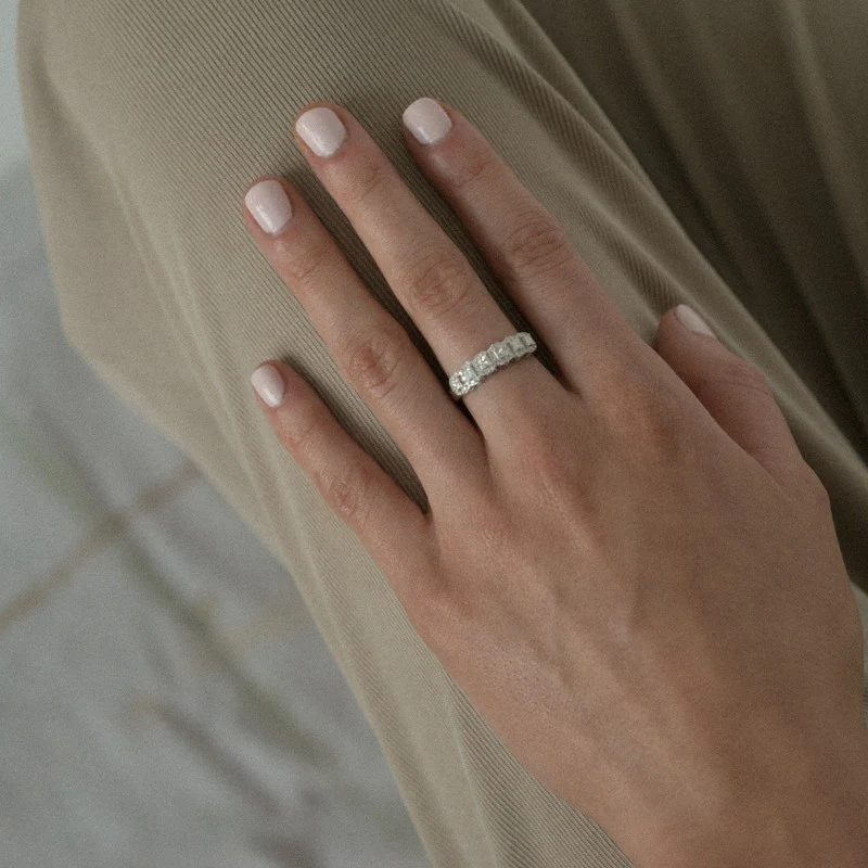 Princess Diamond Halo Half Band Ring - 14K Gold | VS Clarity Lab Grown Diamonds - Image 8