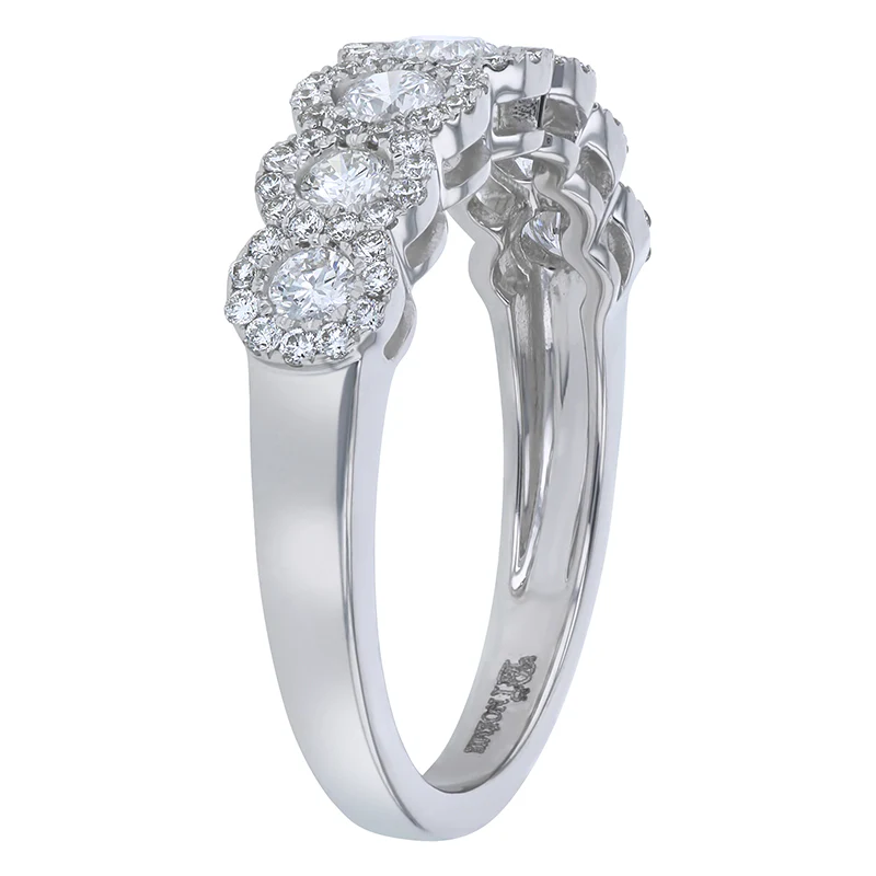Round Diamond Halo Half Band Ring - 14K Gold | VS Clarity Lab Grown Diamonds - Image 3