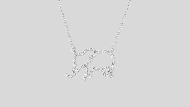 Open Diamond Elephant Necklace - 18K Gold | VS Clarity - Image 3