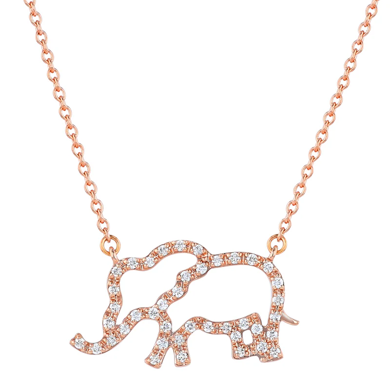 Open Diamond Elephant Necklace - 18K Gold | VS Clarity - Image 4