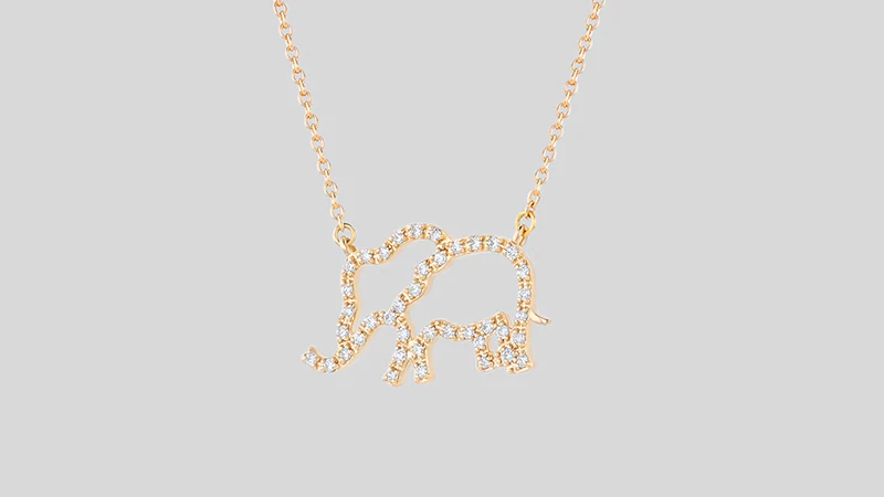 Open Diamond Elephant Necklace - 18K Gold | VS Clarity - Image 5