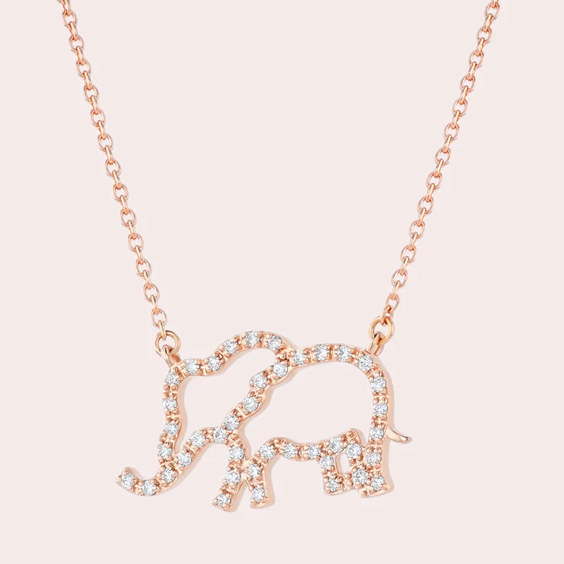Open Diamond Elephant Necklace - 18K Gold | VS Clarity - Image 6