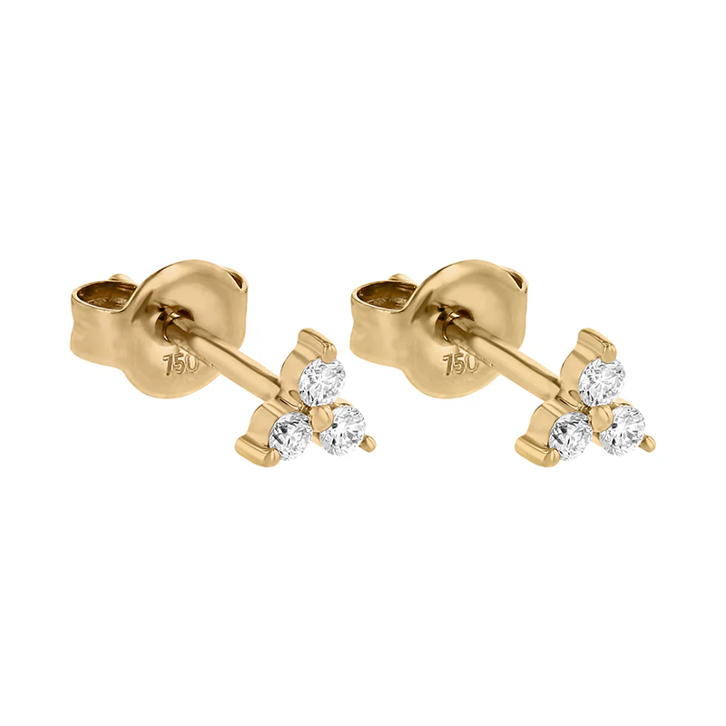 Mini Trois Diamond Earrings - 18K Gold | VS Clarity - Image 7