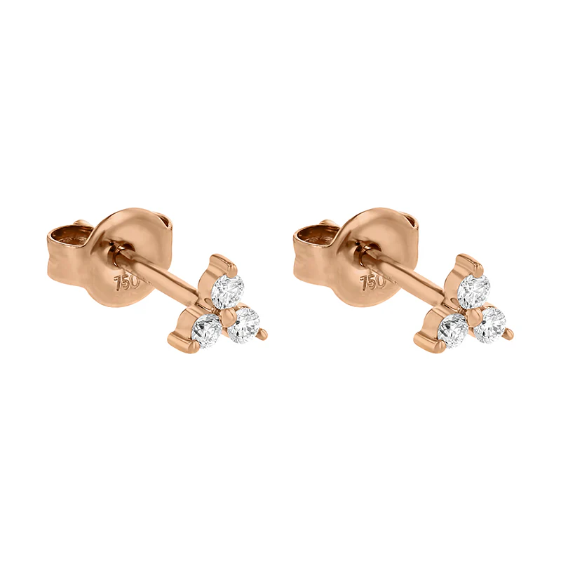 Mini Trois Diamond Earrings - 18K Gold | VS Clarity - Image 8
