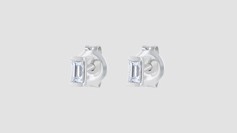 Diamond Baguette Stud - 18K Gold | VS Clarity - Image 5
