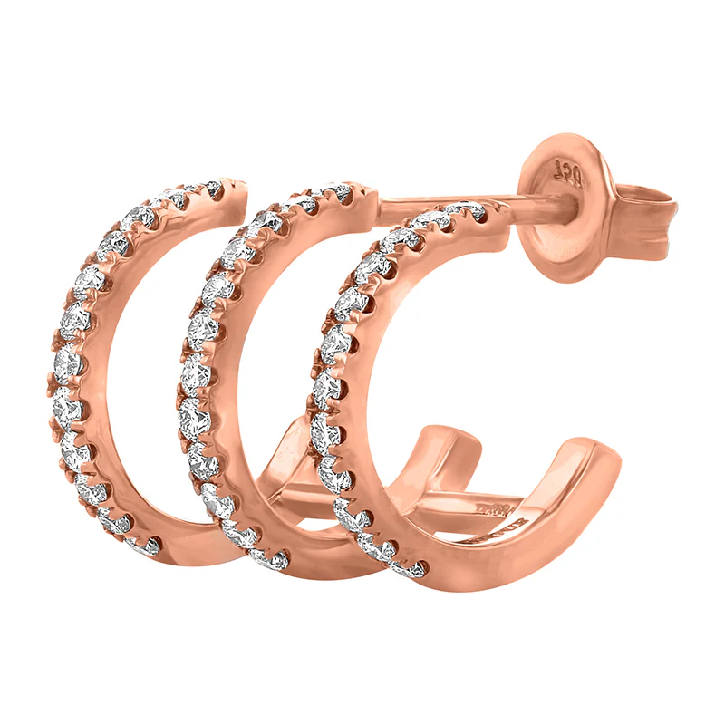 Trois Hoop Diamond Earring - 18K Gold | VS Clarity - Image 3