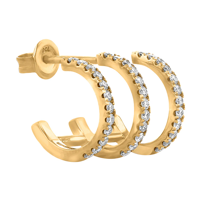 Trois Hoop Diamond Earring - 18K Gold | VS Clarity - Image 4