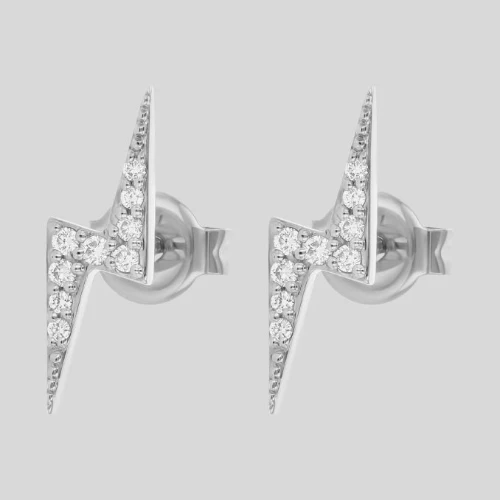 White Diamond Lightning Bolt Stud - 18K Gold | VS Clarity - Image 3