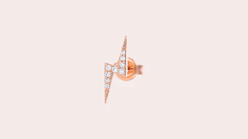 White Diamond Lightning Bolt Stud - 18K Gold | VS Clarity - Image 4