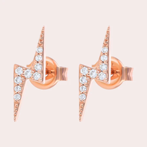 White Diamond Lightning Bolt Stud - 18K Gold | VS Clarity - Image 5