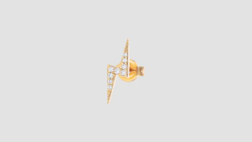 White Diamond Lightning Bolt Stud - 18K Gold | VS Clarity - Image 6