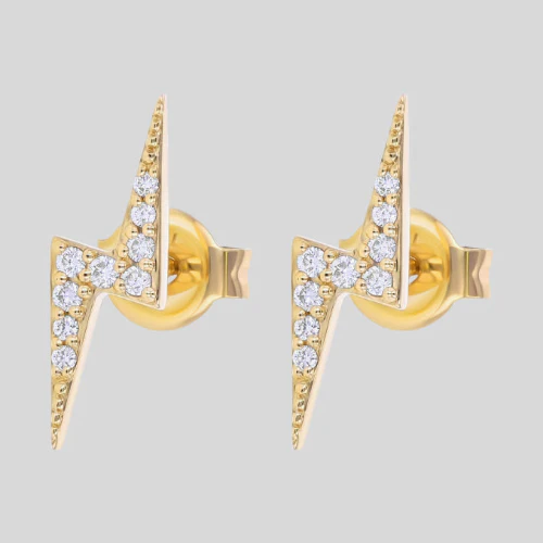 White Diamond Lightning Bolt Stud - 18K Gold | VS Clarity - Image 7