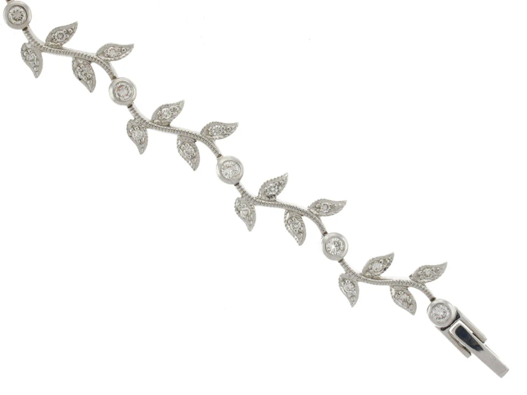 Vintage Inspired Diamond Leaf Vine Bracelet - Sterling Silver | VS Clarity Lab Diamonds - Image 5