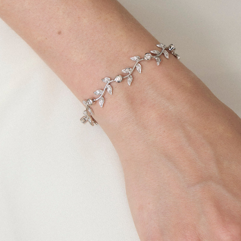 Vintage Inspired Diamond Leaf Vine Bracelet - Sterling Silver | VS Clarity Lab Diamonds - Image 6